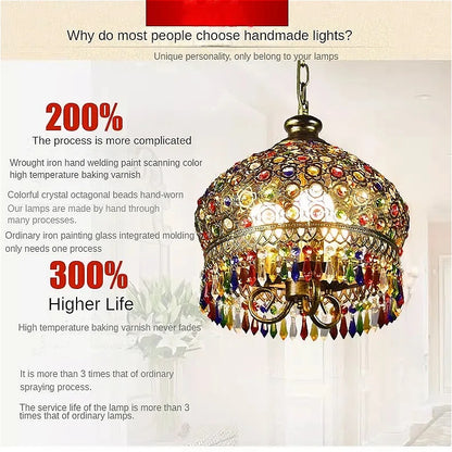 design lamp pendant lighting crystal Bohemia Retro droplight Iron handmade pendant lights for restaurants hanging lights bedroom