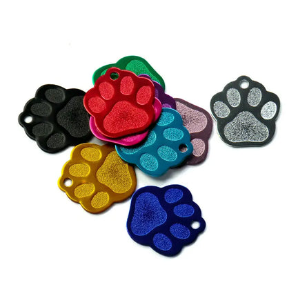Wholesale 100Pcs Paw Pet Dog ID Tag Custom Engraved Name Plate Phone Dogs ID Tags Personalized Aluminum Pet Pendant Key Chain