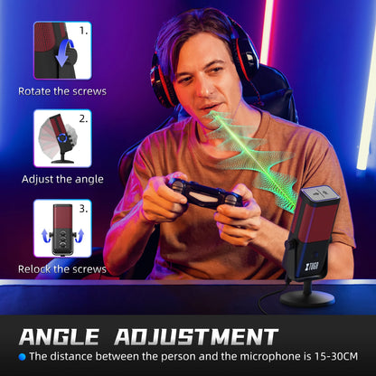 XTUGA M7 RGB Gaming Microphone Professional Dynamic Cardioid Condenser Studio Broadcast Voice Podcasting Computer Gaming Mic