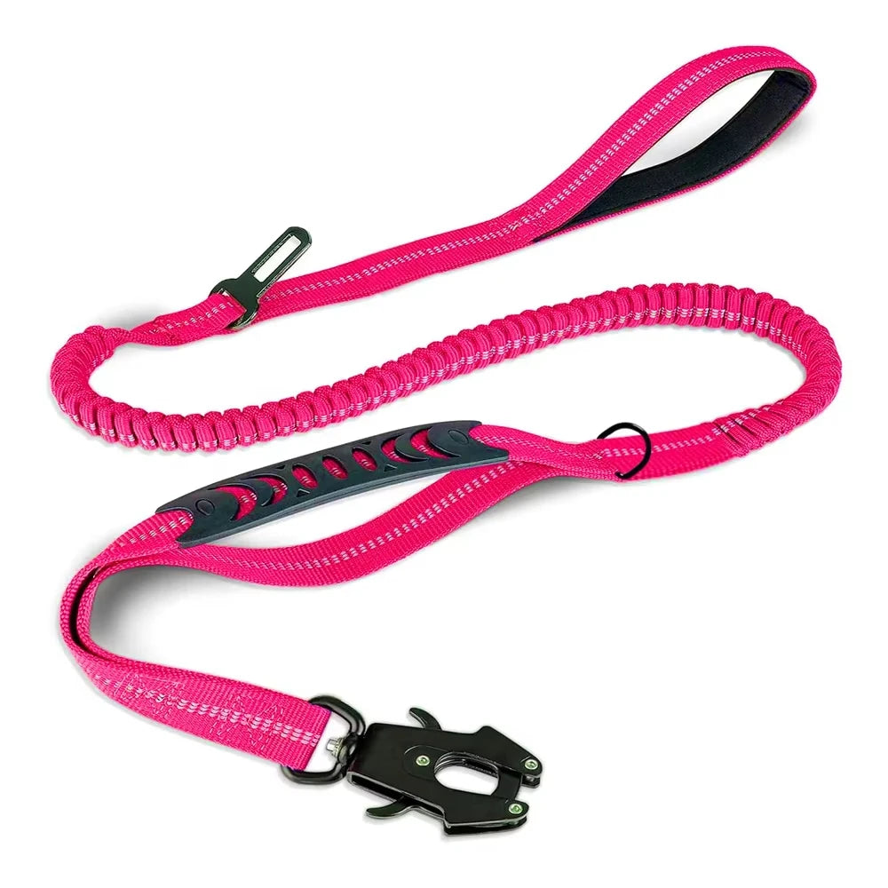 Reflective Shock Absorbing Dog Leashes with Car Seatbelt for Large Dogs Heavy Duty Tactical Bungee Dog Leash No Pull Dog Leash