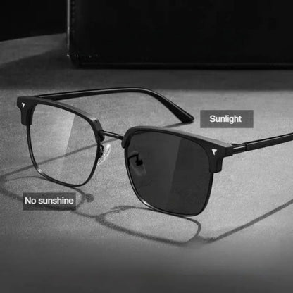 Photochromic Anti Radiation Blue Light Eyeglasses Square Metal Frame Computer Glasses for Women Men Replaceable Lens