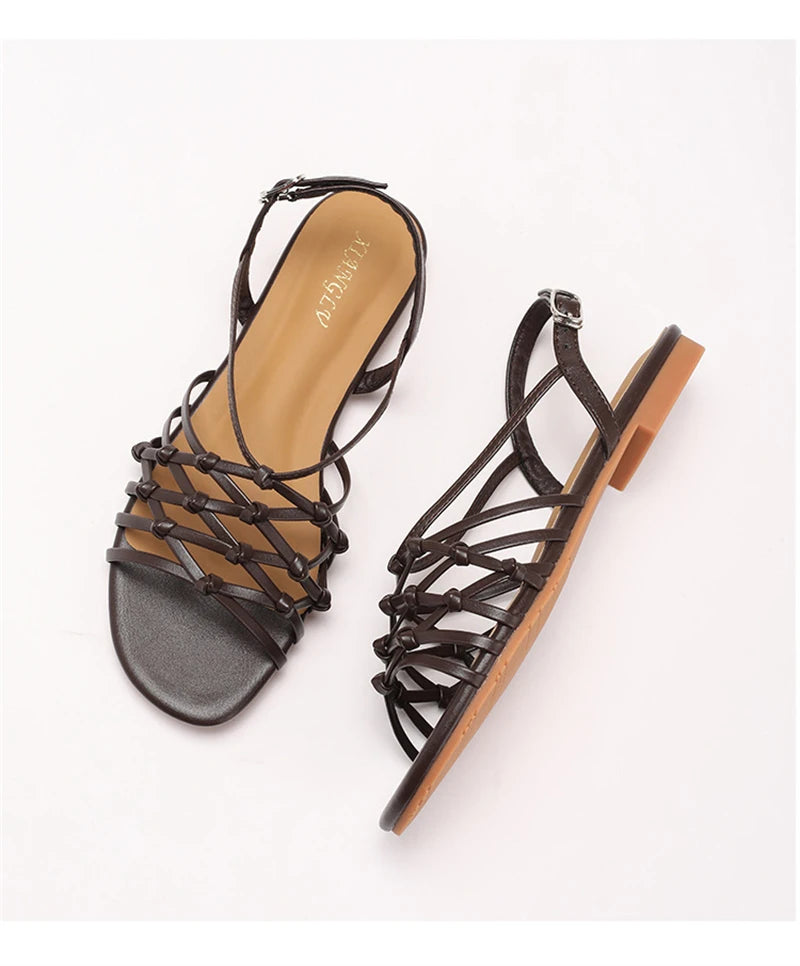 ZAROY Luxury Gold Gladiator Flat Sandals Woman Summer Narrow Band Open Toe Roman Shoes Casual Strap Sandalia Zapatos босон
