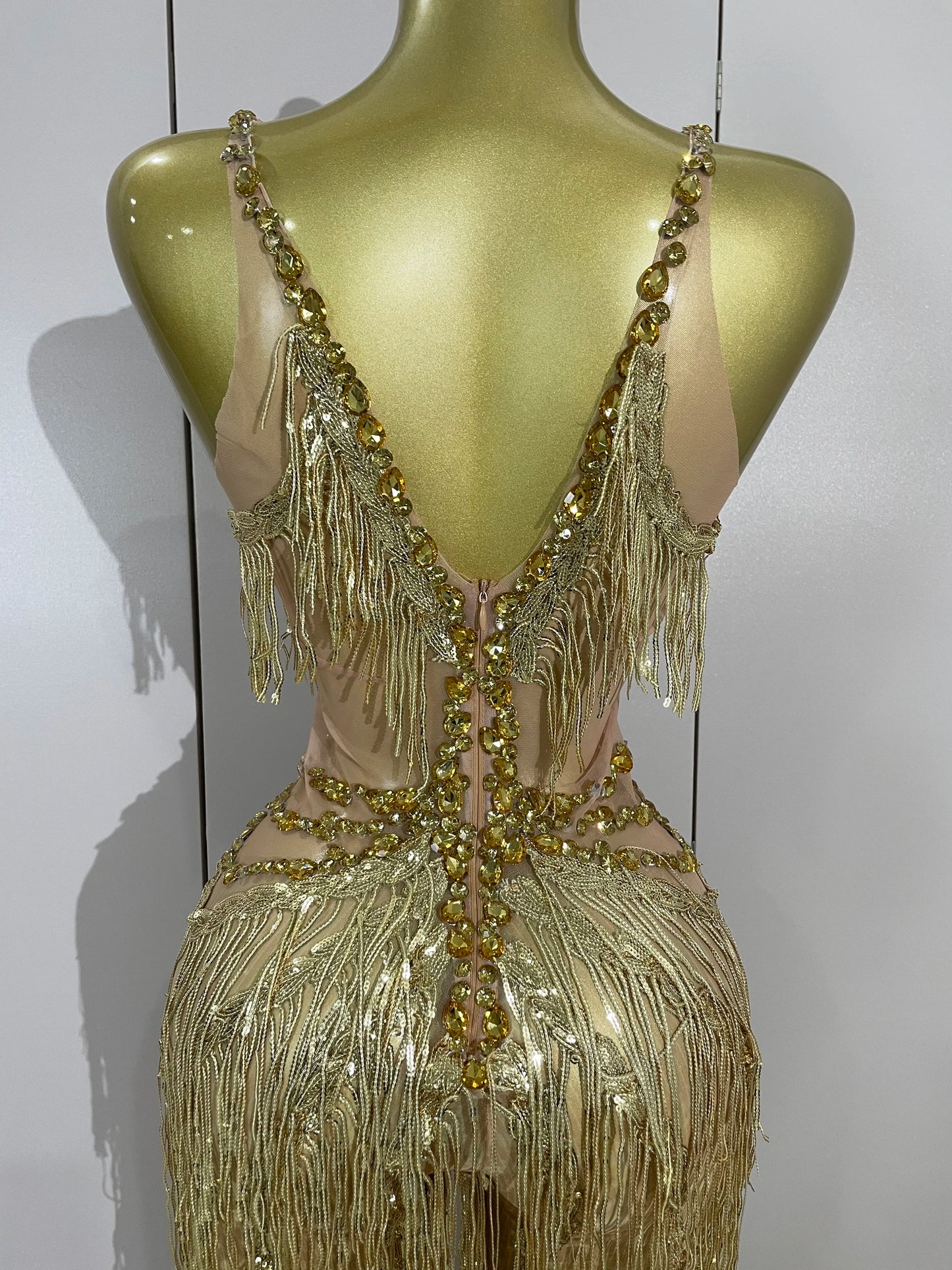 Sparkly Black Rhinestones Sequined Fringe Jumpsuit Women Sexy Nightclub Party Birthday Outfit Show Singer Stage Perform Costume