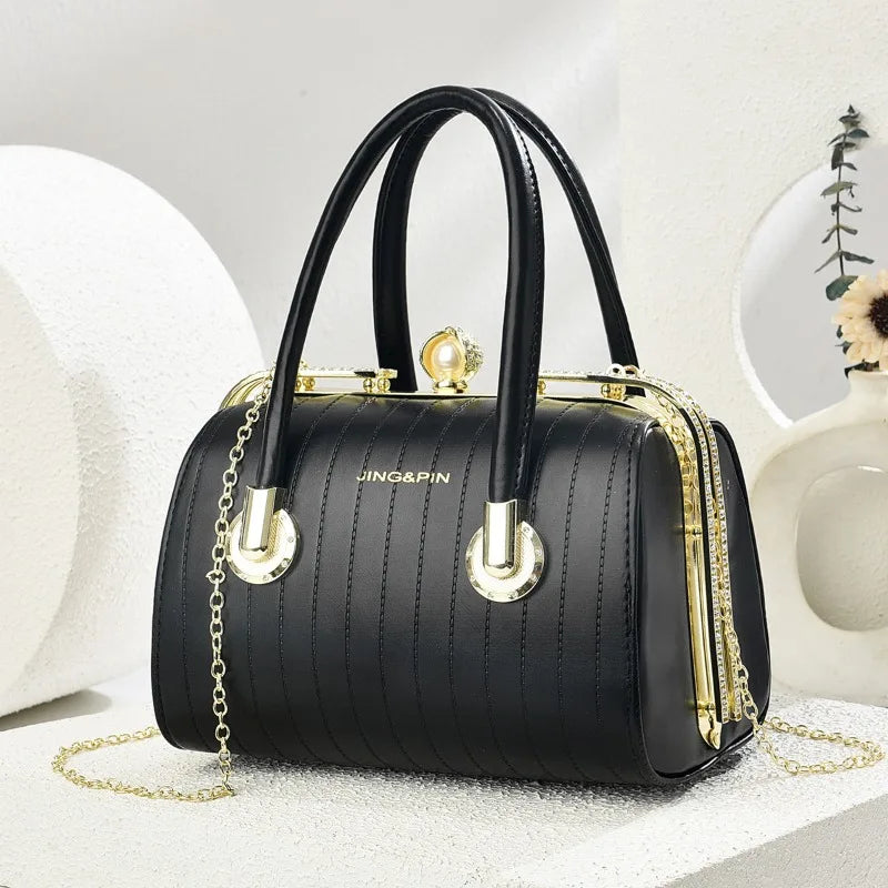 Fashionable Versatile High-End Texture Chain Handbag Shoulder Crossbody Bag for Women Summer New Arrival Boston Pillow Bag