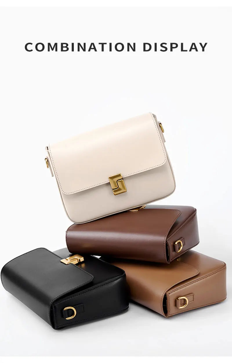 Luxury Genuine Leather Women Bag 2025 New Women's Shoulder Bag High Quality Cowhide Square Crossbody Bags Designer Handbags