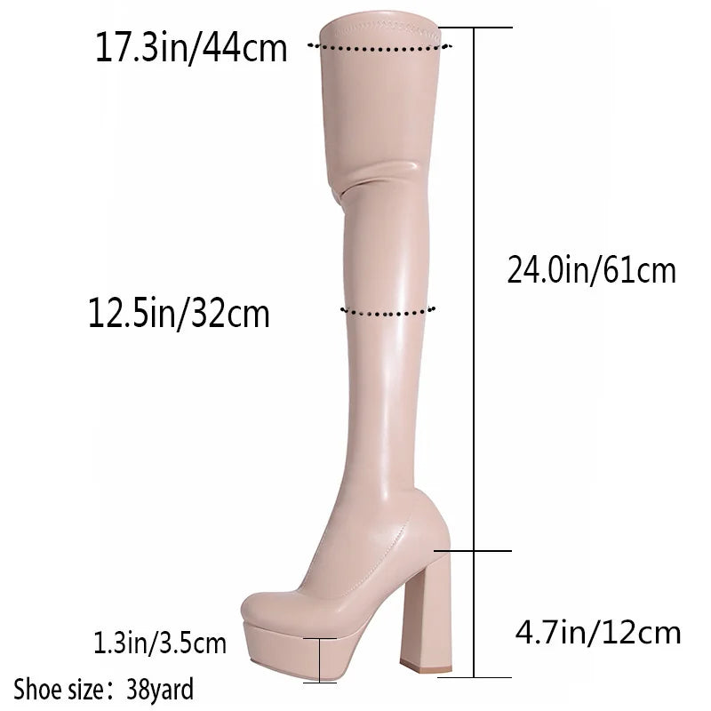 Thin Leg Thick Heels Platform Shoes Women's 2025 Summer Autumn Over the Knee Boots Candy Color Patent Leather Super High Heels