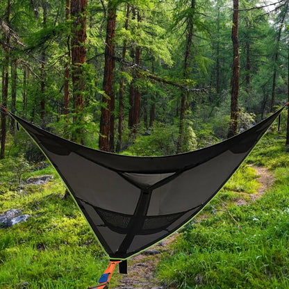 Multi‑Person Triangle Hammock Portable Large Family Hammock 2.8‑4M Outdoor Camping Aerial Hammock 150‑200KG Load‑bearing Nylon