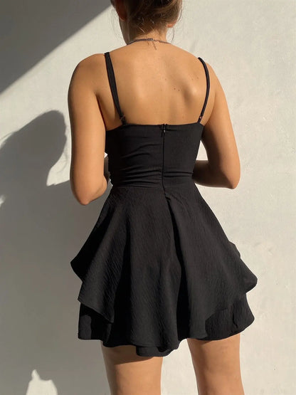 2025 Slim Suspender Strap Sexy Jumpsuits Y2k Ruffles Rompers Summer Casual Threaded Slip Playsuits Female Elegant Skirt Pants