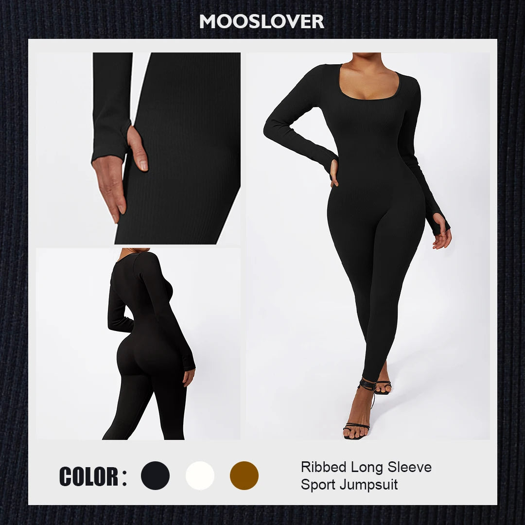 Women Autumn Winter Long Sleeve Jumpsuits Bodycon Slim Fit Streetwear Overall One Piece Bodysuits Outfit Yoga Jumpsuit Women