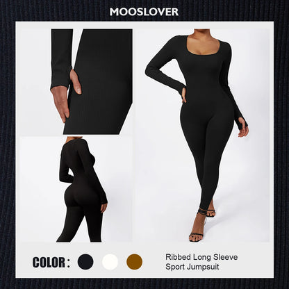 Women Autumn Winter Long Sleeve Jumpsuits Bodycon Slim Fit Streetwear Overall One Piece Bodysuits Outfit Yoga Jumpsuit Women