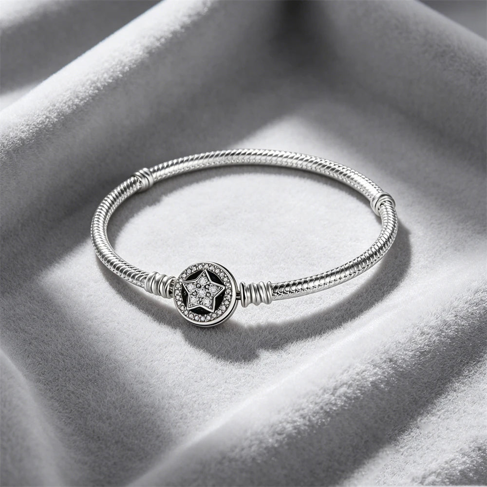 2026 Hot Selling 925 Silver Heart Shaped Buckle Snake Chain Sparkling Zircon Original Bracelet Women Fashionable Luxury Jewelry