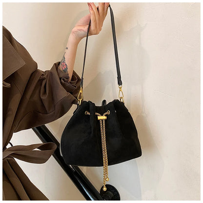 2026 Soft Commuting Crossbody Bags Faux Suede Sewing Hot Sale Bags for WomenThread Solid Color String Women's Handbags