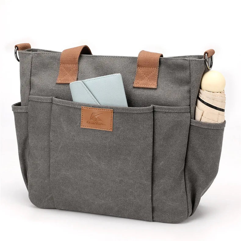 High Capacity Top-Handle Bag For Women Shoulder CrossBody Bag Vintage Canvas Ladies Tote Messenger Bag Female Travel Handbag
