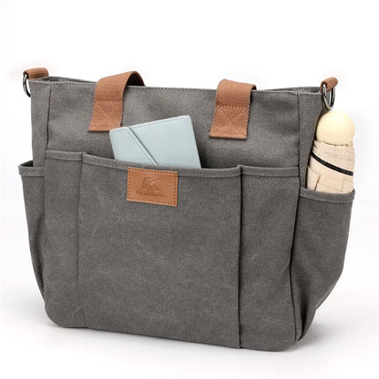 High Capacity Top-Handle Bag For Women Shoulder CrossBody Bag Vintage Canvas Ladies Tote Messenger Bag Female Travel Handbag