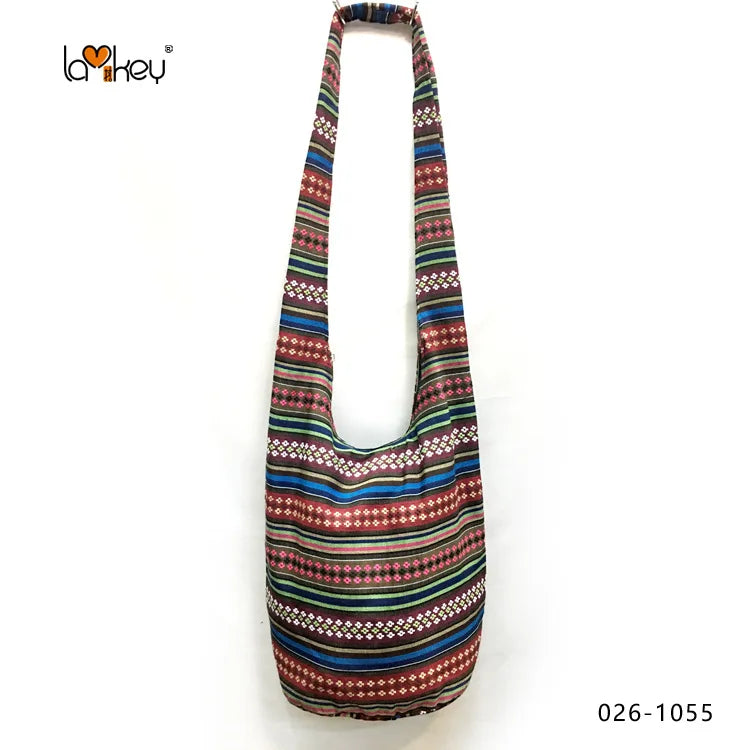 Bohemian Boho Crossbody Bag Women's Bucket Shoulder Bags Ladies Ethnic Canvas Casual Shopping Travel Messenger Bag Hippie Tote