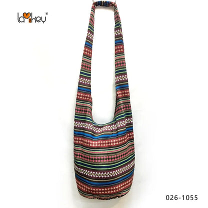 Bohemian Boho Crossbody Bag Women's Bucket Shoulder Bags Ladies Ethnic Canvas Casual Shopping Travel Messenger Bag Hippie Tote