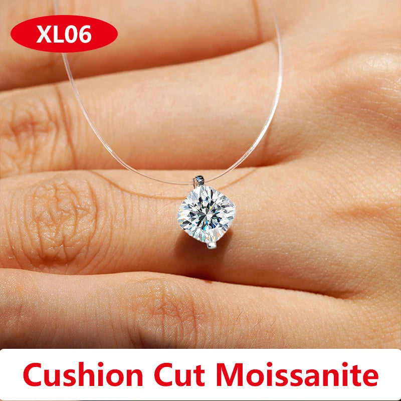 Moissanite Transparent Fishing Line for Women Mermaid Tears Necklace Creative Women's Moissanite Diamond Clavicle Chain