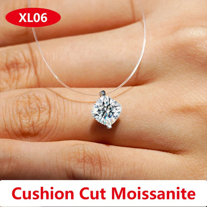 Moissanite Transparent Fishing Line for Women Mermaid Tears Necklace Creative Women's Moissanite Diamond Clavicle Chain