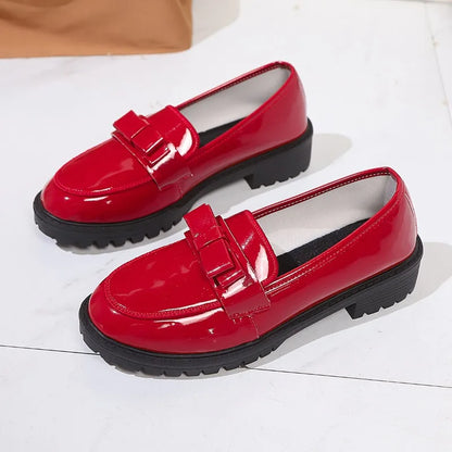 European and American Luxury Womens Leather Shoes Autumn New Outdoor Leisure Loafers Fashion Lacquer Leather Women's Shoes