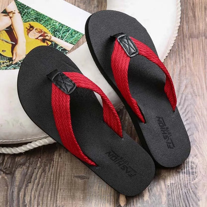 1 Pair Sandal Soft High Elasticity Flip Flops Anti-slip TPR Flat Bottom Slippers Resilience Thickened Beach Flip Flops Summer
