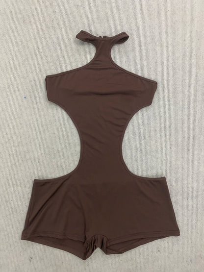 New Arrival: European and American Style Women's Sexy Halter Neck Backless Tight-Fitting Hollowed-Out Bodysuit, Solid Color Top