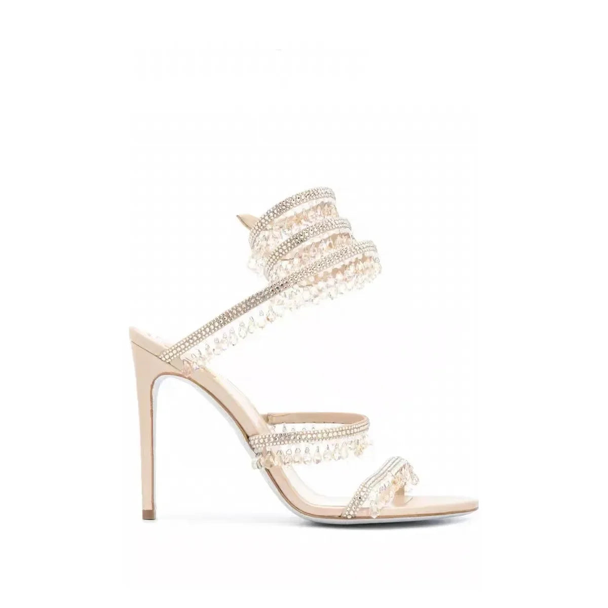 2026Women's New Water Diamond Sandals Fashion Tassel Crystal Shoes Sexy Banquet Party Twin Stiletto Women's Large Sandals