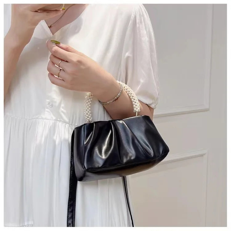 Fashion Pearl Handle Women Dinner Clutch Purse Handbags Luxury Design Ladies Square Shoulder Bags Female Small Messenger Bag