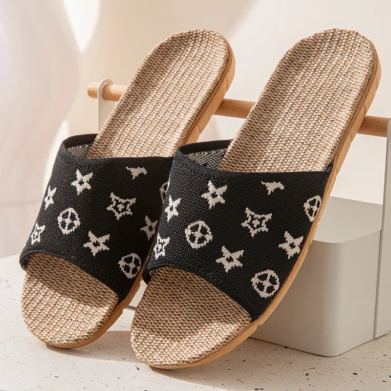 Hemp Women's Slippers Home Spring Summer Luxury Designer Woman Shoes Flats Indoor Elegant Slides Fashion Soft Sole Lightweight