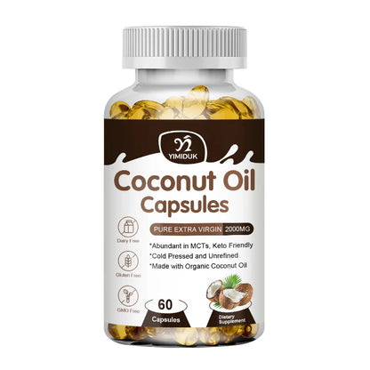 Coconut Oil Capsules Promotes Healthy Hair, Skin & Nails Made with Organic Coconut Oil