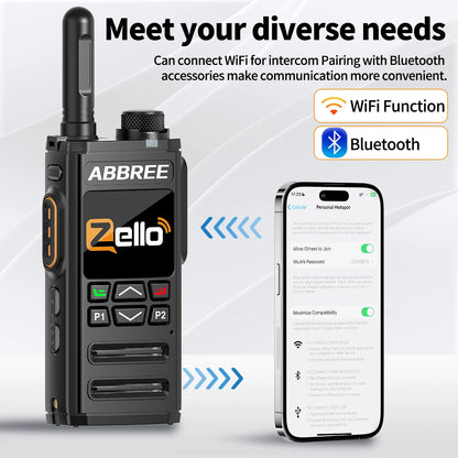 2PCS ABBREE GP-268 POC Network Walkie Talkie Zello 5000mAh Bluetooth WIFI Unlimited Distance 4G SIM Card Android Global Radio