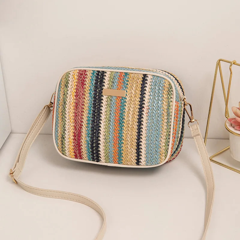 Trendy Ladies Bags, Fashionable and Artistic Weaving, Multi-color Straw Woven Bags, Ethnic Style Crossbody Bags, Women's Bags
