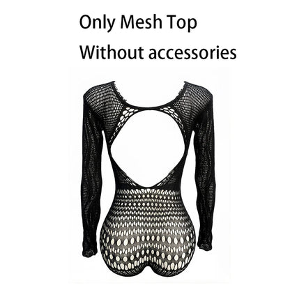 Hollow Out Bodysuit Fishnet Beach Cover Up, Sheer Mesh Festival Swimwear for Summer Beach Party