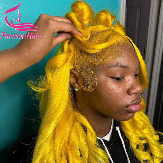 Loose Wave Honey Blonde  Full Lace Wig HD Yellow 613 Colored Lace Front Wig Full Lace Frontal Wigs For Women 100% Human Hair