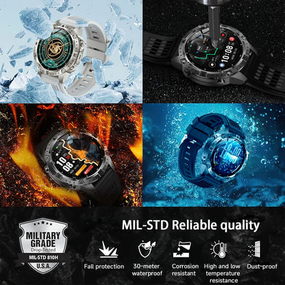 2026New Military Tank GPS SmartWatch Offline Map 10ATM Swim 2GB RAM Music Altitude Compass Bt Call Fitness Sports Smartwatch Men