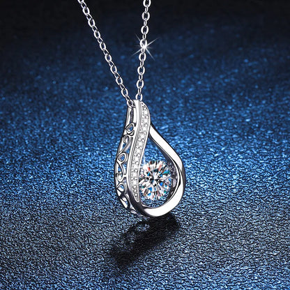 VVS1 D Color Moissanite Necklace For Women Fine Jewelry with GRA 925 Sterling Sliver Chain Plated 18k White Gold