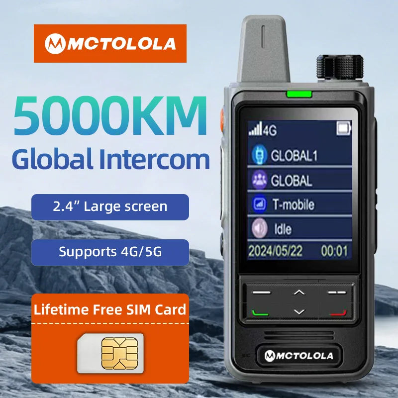 MOTOLOLA 4G Lifetime Free SIM Card Handheld Radio 2.4-inch Large Screen Remote 5000km Bidirectional Wireless Communication Equip
