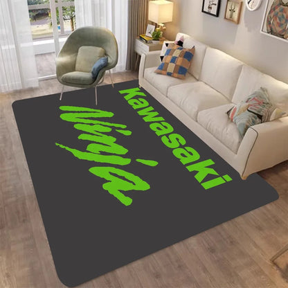 Kawasaki Motorcycle Printed Carpet Non-slip Carpet Carpets for Living Room or Bedroom Non-Slip Rug for Sofa or Kids' Area Decor