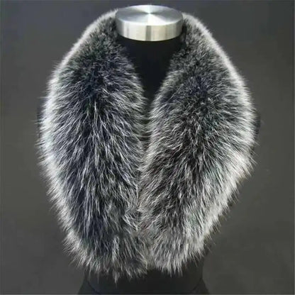 Natural Color Raccoon Fox Real Fur Collar Scarf Genuine Big Size Scarves Warp Shawl Neck Warmer Stole Muffler with Clip Loops #6