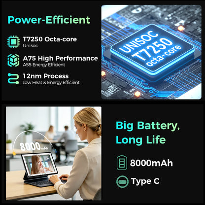 Teclast P50T Android 16 Tablets PC 90Hz 11 inch TDDI UNISOC T7250 Octa Core 3GB RAM+13GB Expansion 128GB ROM 8000mAh GPS Tablet
