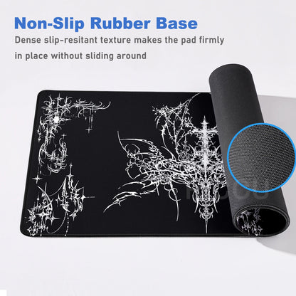 Black White Cybersigilism Deskmat Gothic Sword Art Mousepad Office Rubber Mouse Pad XXL PC Desk Accessories Gaming Keyboard Mats