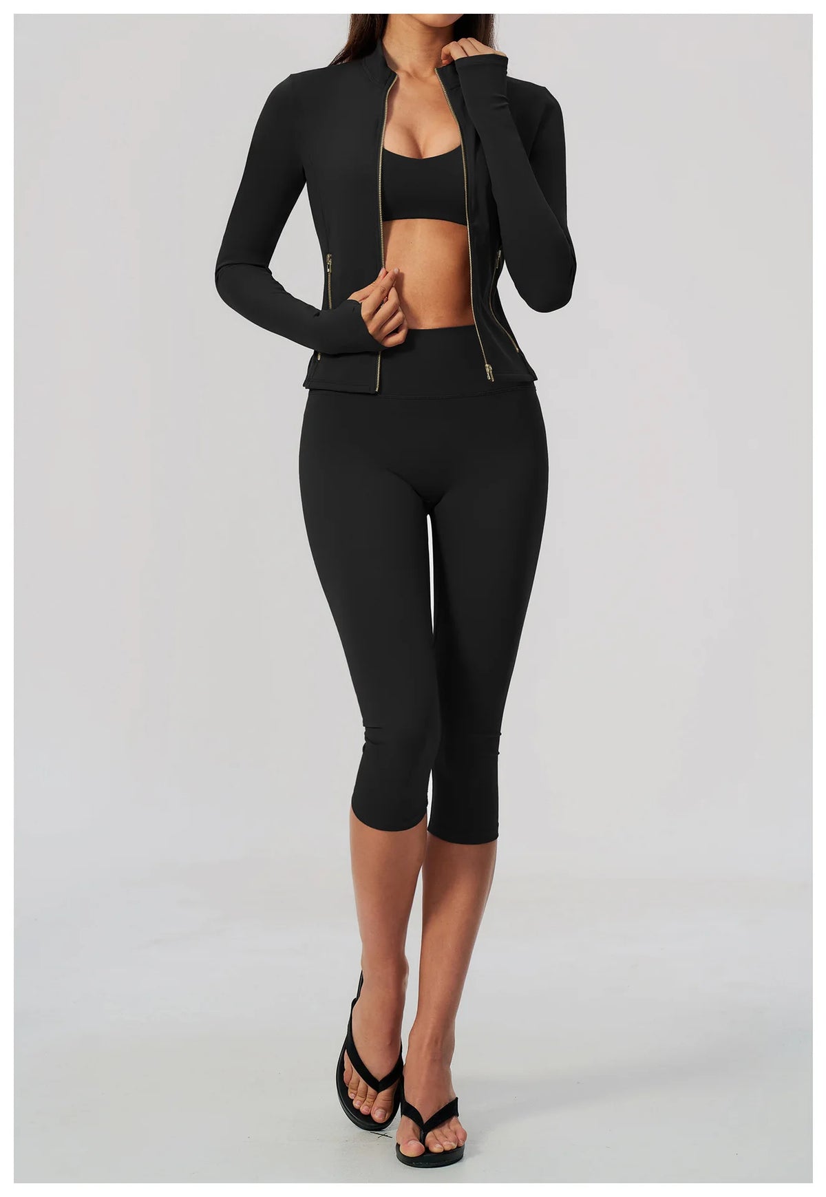 Yoga Set 3PCS Women's Tracksuit Workout Outfit Zipper Fitness Long Sleeved Sports Set Gym Clothes Female Sports Bra Yoga Outfits