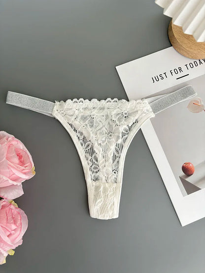 Custom Thong Letter Name G-String Sexy Lace Panties Women Flash Silver Belt Fashion Knickers Girlfriend Hot Wife Holiday Gift
