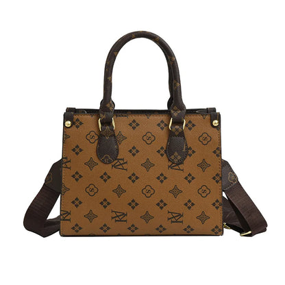 Elegant Retro Women's Tote Bag Single Shoulder Crossbody Bag Floral Print Ladies Handbag Luxury Texture Commuter Messenger Bag