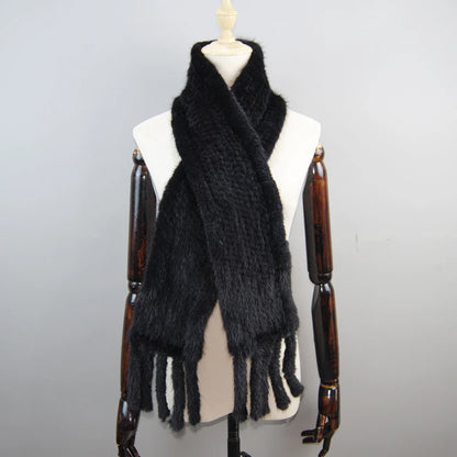 Women Winter Warm Real Mink Fur Scarf 100% Genuine Real Mink Fur Muffler Lady Fashion Quality Natural Real Mink Fur Knit Scarves