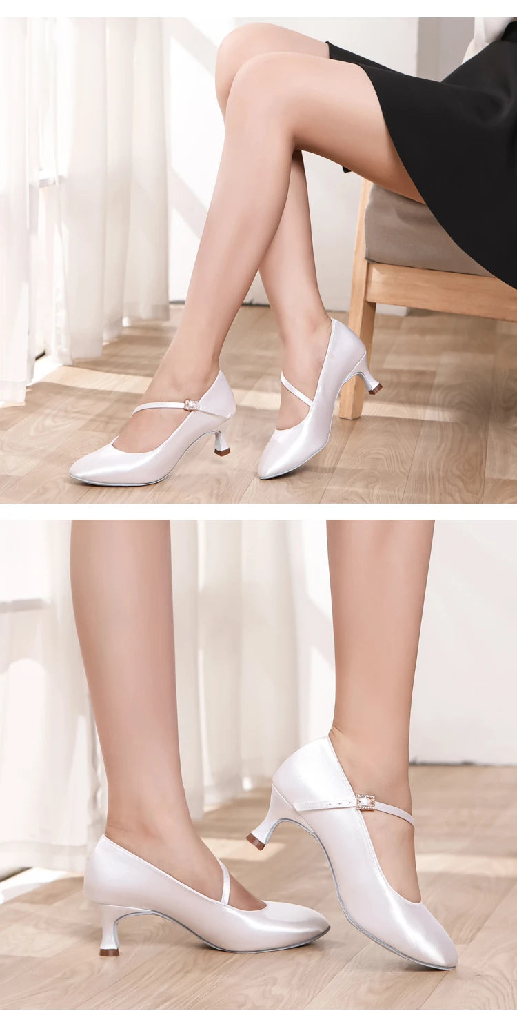 Women New Modern Dance Shoes Girls Standard Dancing Shoes High Heeled Ballroom Latin Dance Shoes for Women 5cm Heels