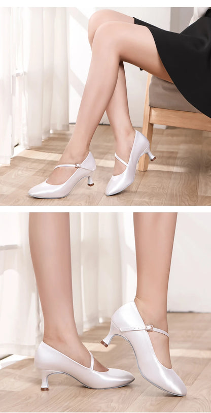 Women New Modern Dance Shoes Girls Standard Dancing Shoes High Heeled Ballroom Latin Dance Shoes for Women 5cm Heels