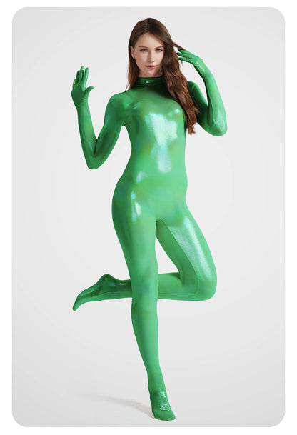 sexy women gradient color gloss Zentai Shiny smooth soft Yoga Rear zipper bodysuit shapewear Role playing Jumpsuits Catsuits
