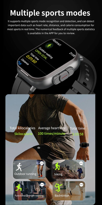 BT Call Blue Tooth Headphones Watches 2.01" Headset 2 in 1 Smart Watch Heart Rate Sport Fitness Bracelet TWS Earphone Smartwatch