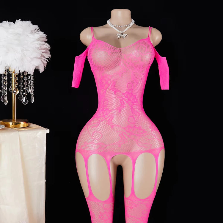 Sexy Lingerie Mesh Bodystockings Fishnet Jumpsuit Hollow See Through Tight Lingerie Erotic Pajamas Elastic Night Club Underwear
