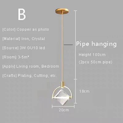 Crystal Led Pendant Lights Kitchen Fixture Suspension Bedside Hanging Lamp Nordic Loft Living Room Dining Room Indoor Home Decor